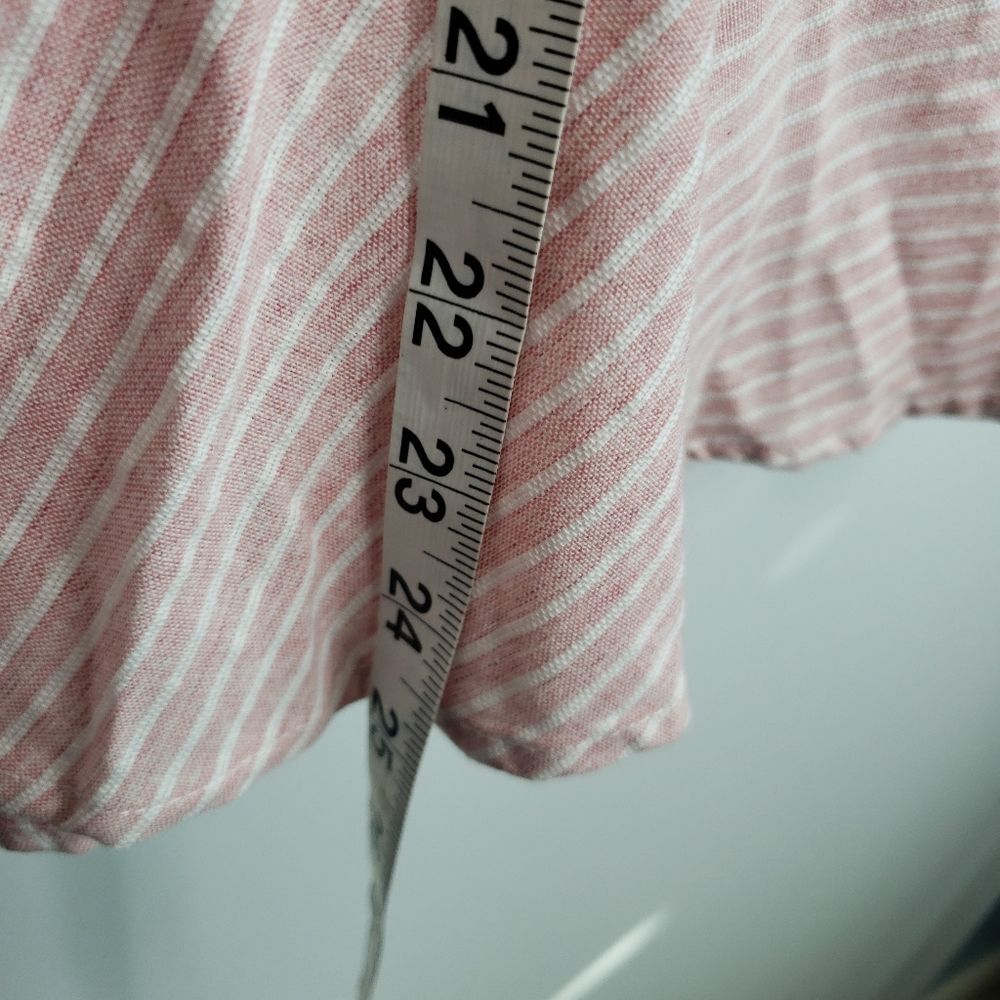 See And Be Seen Ruffle Striped Pink Top Blouse Sleeveless Cotton Career NWT - Picture 8 of 8